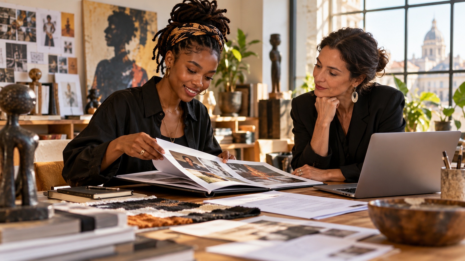 DMM Global Arts illustration of Black creatives exploring education and career opportunities