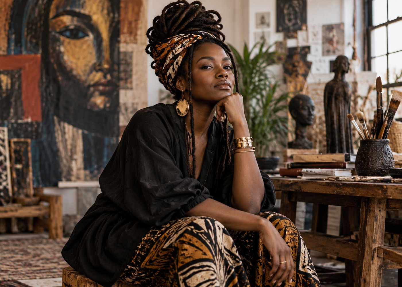 Illustrative portrait representing the artist — not a real named person