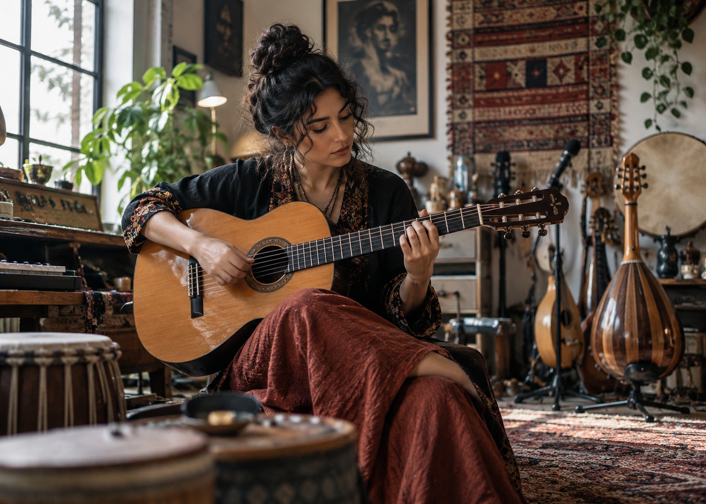 Illustrative portrait representing the musician — not a real named person