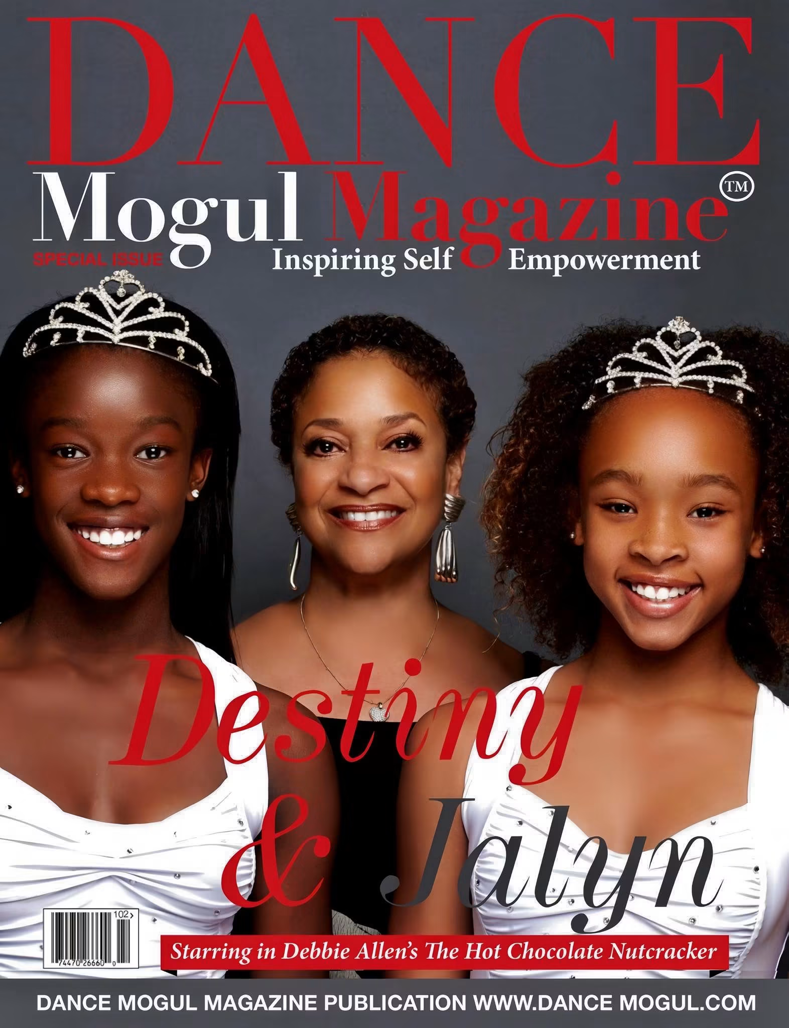 Destiny and Jalyn with Debbie Allen on the cover of Dance Mogul Magazine, Hot Chocolate Nutcracker special issue