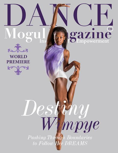 Destiny Wimpye on the World Premiere cover of Dance Mogul Magazine