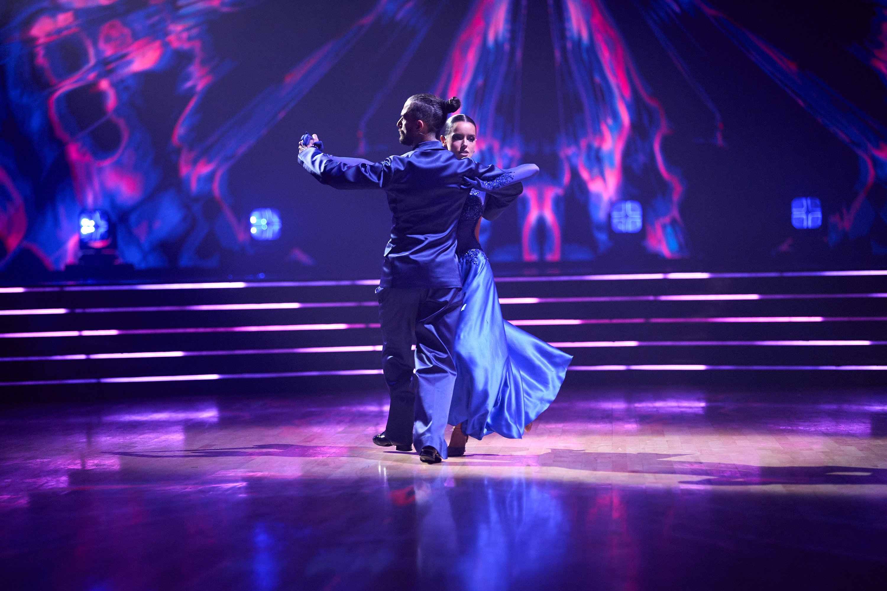 Mark Ballas and Maura Higgins dance a tango on Dancing with the Stars Super Bowl Night
