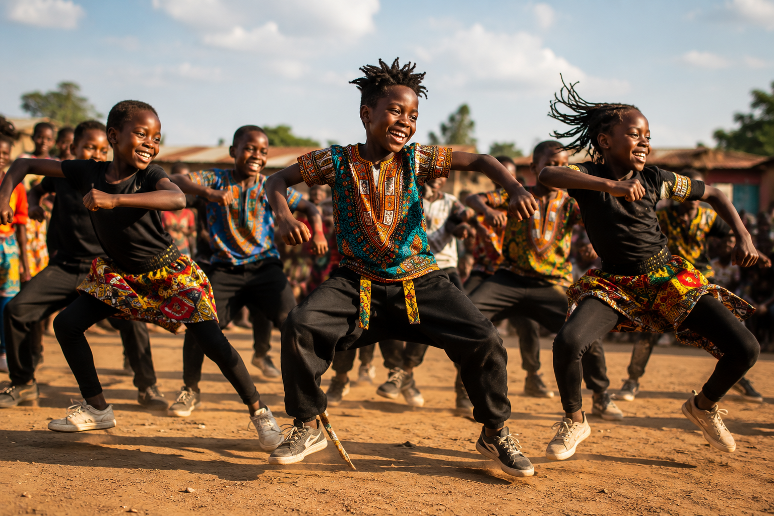 Uganda's Ghetto Kids youth dance group performing high-energy Afrobeats choreography