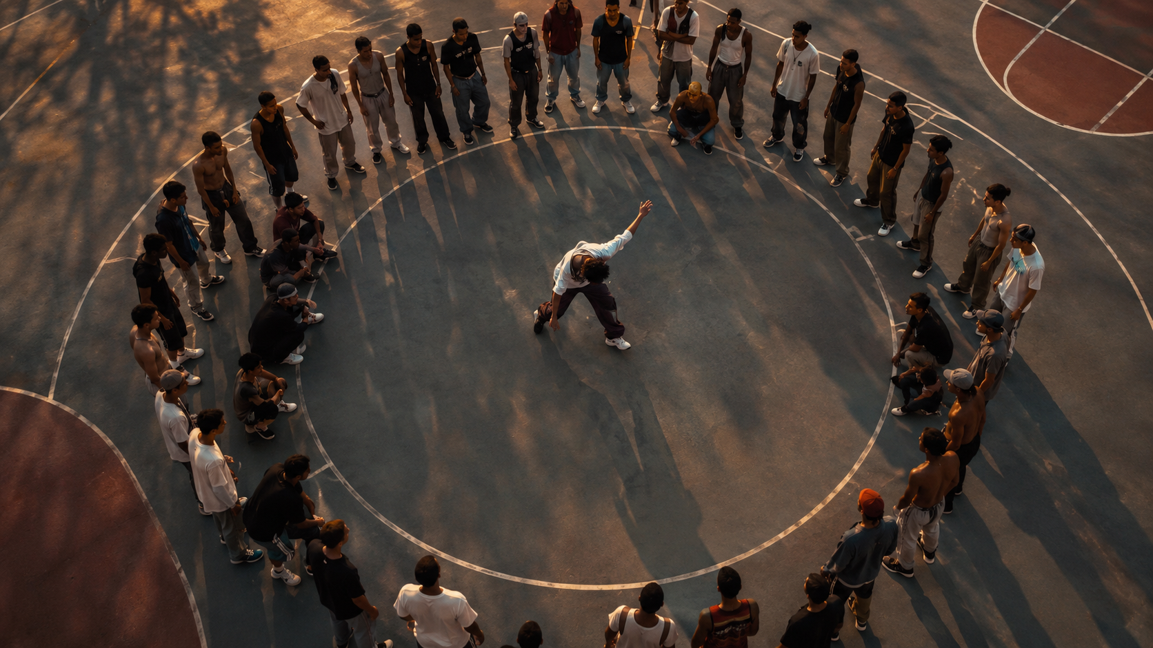 Breaking cypher and b-boys in competition