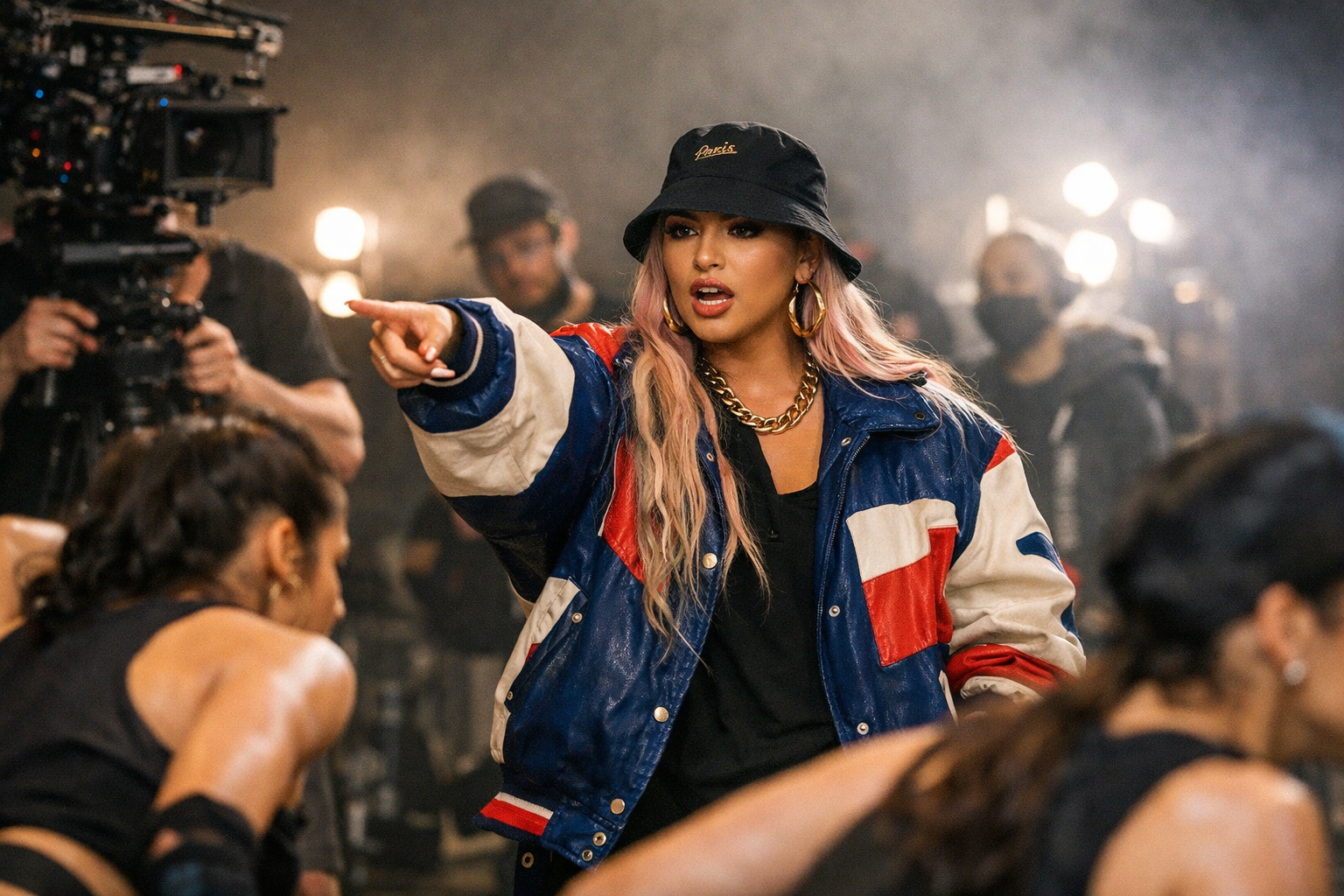Parris Goebel creative director choreographing on set