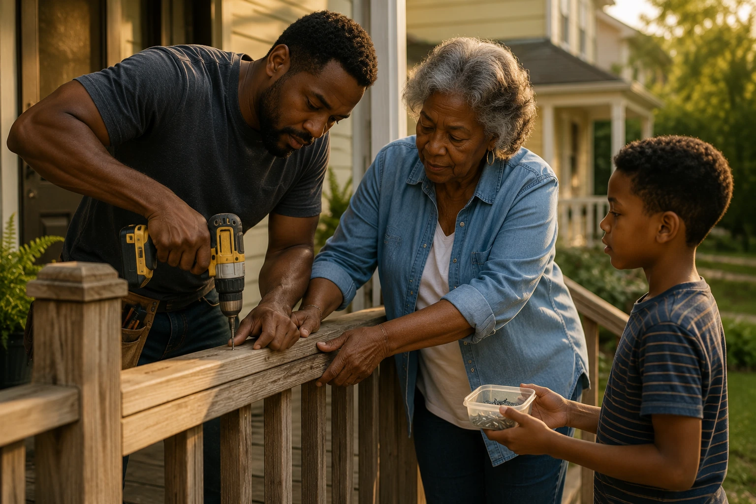 Neighbors of different generations helping one another