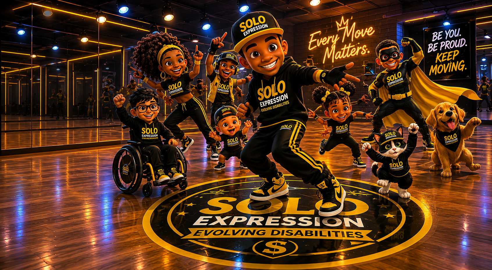 Anthony Solo Harris teaching inclusive dance therapy to students