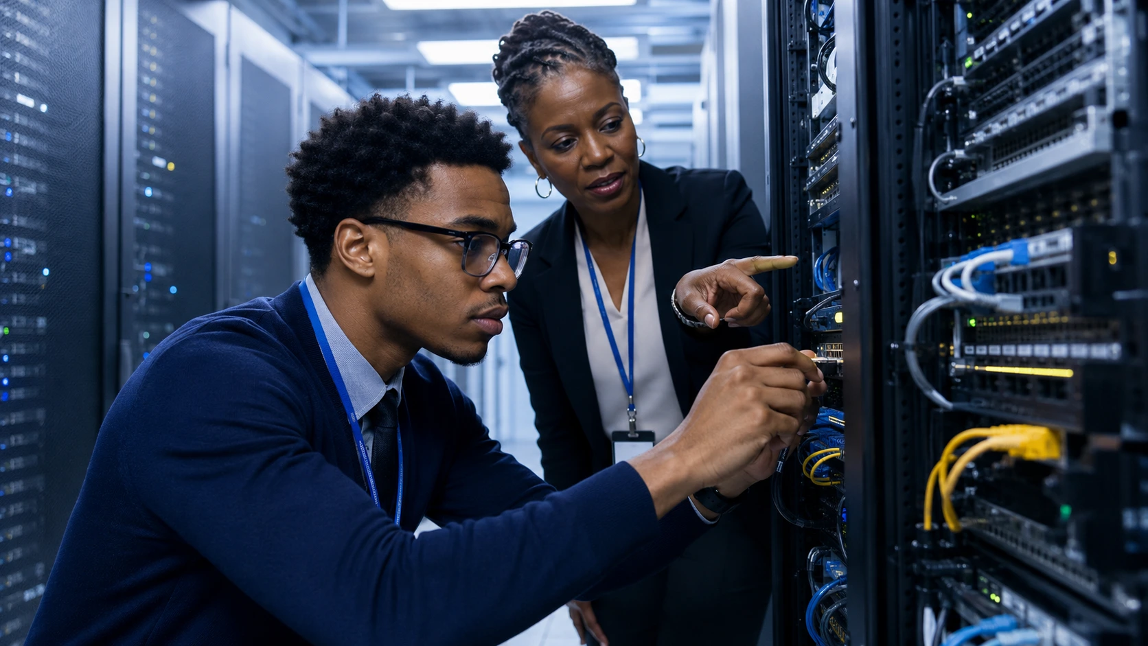 A former mentee, now grown, teaching a new beginner the same way they were once taught